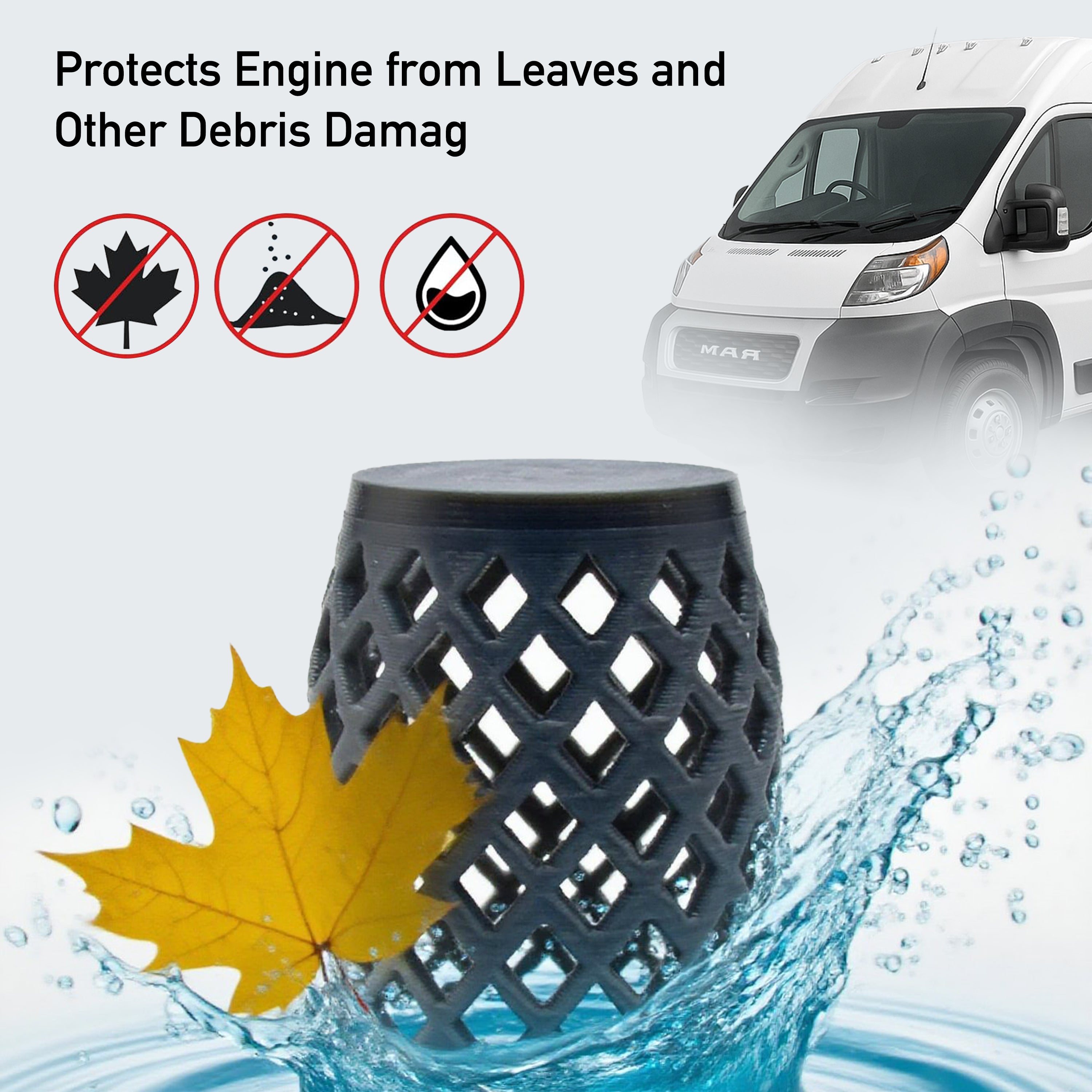 2/Pack Central Cowl Drain Debris Filter Compatible with Ram Promaster 2014-2022 Van Accessories, Engine Protection Guard, Prevents Leaves & Debris Clogging, Durable Easy Install Accessory