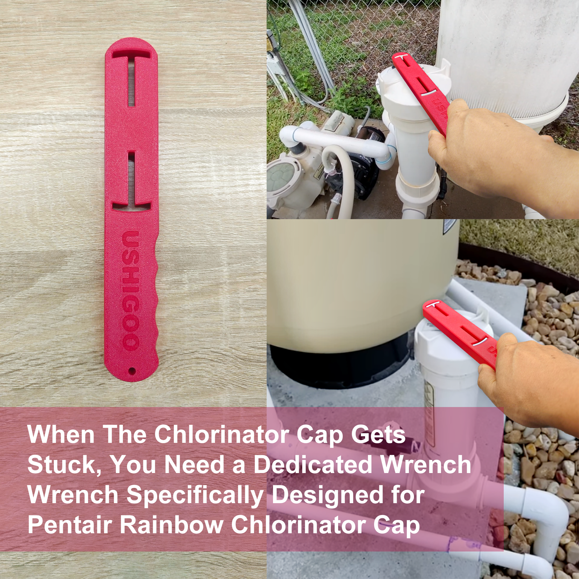 Chlorinator Lid Wrench for Pentair Rainbow 300/320 – Heavy-Duty Plastic Cap Tool, Compatible with Pentair R172052/R172053, Easy-Grip Design