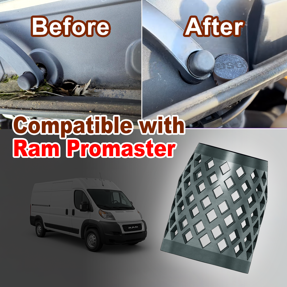 2/Pack Central Cowl Drain Debris Filter Compatible with Ram Promaster 2023+,Protects Engine from Leaves and Other Debris Damage