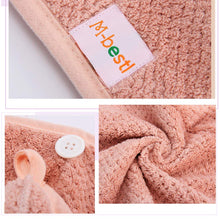 Load image into Gallery viewer, 2 Pack Hair Towel Wrap,Hair Drying Towel with Button, Microfiber Hair Towel, Dry Hair Hat, Bath Hair Cap (Pink&amp;Beige)
