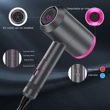 Load image into Gallery viewer, Ionic Hair Dryer, 1800w Hair Dryer Professional Ionic Salon Hair Dryer With 3 Heating/2 Speed/Cold Settings,2 Nozzles With 1 Diffuser For Home Salon Travel Pregnant Child
